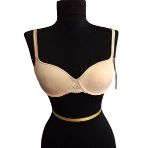 Wacoal 32A Petite Bra Underwire Beige Lace Accent Adjustable Straps New